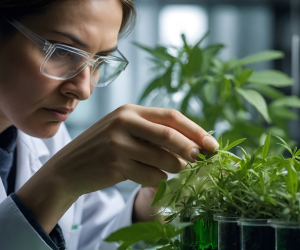 Chimiste qui travaille sur les formules hydratantes en cosmétique.