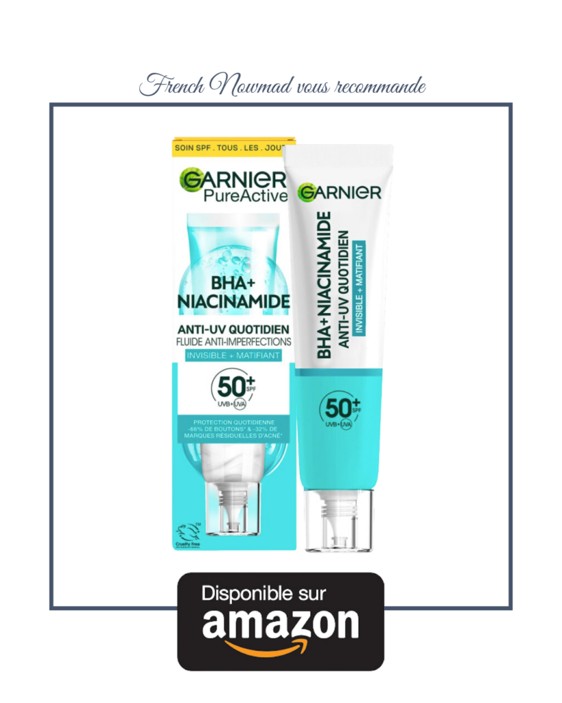 Garnier et sa crème solaire aux BHA et niacinamide.
